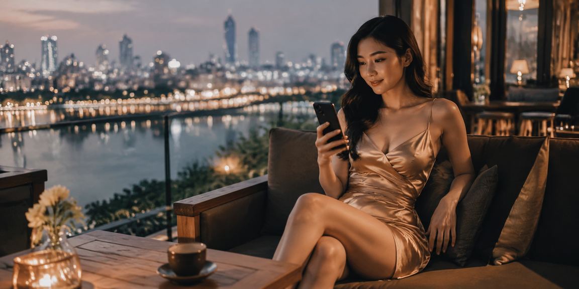 Người dùng tại Hà Nội xem thông tin tiền thưởng VIP trên điện thoại trong quán cà phê